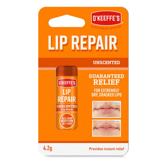 O'Keeffe's Lip Repair Unscented Lip Balm, 4.2g – For Extremely Dry