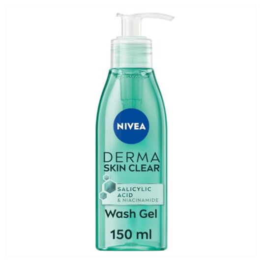 NIVEA Derma Skin Clear Wash Gel (150ml), Deep Cleansing Salicylic Acid Face Wash