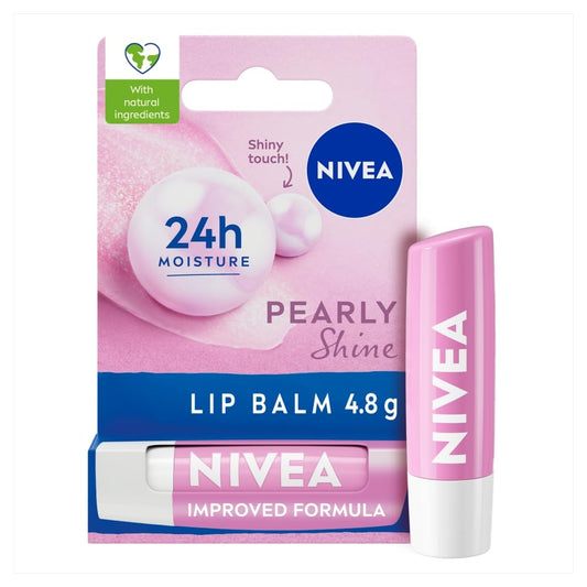 NIVEA Pearly Shine Lip Balm (4.8g), Lip Balm with Shea Butter, Natural Oils