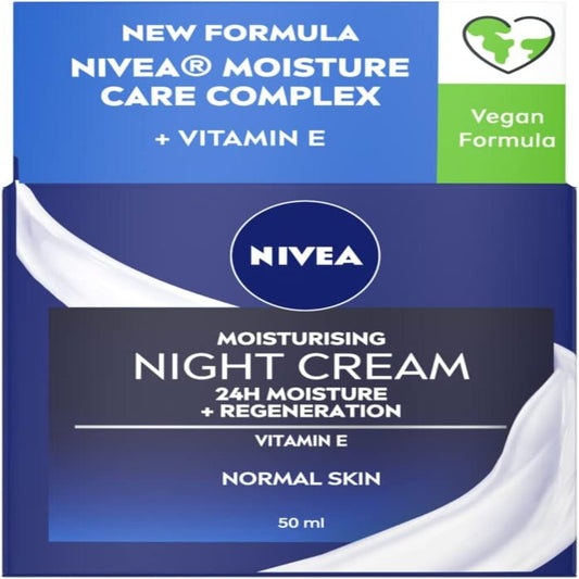 NIVEA Moisturising Night Cream (50ml), 24 Hour Overnight Moisturising Cream